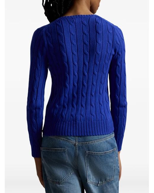 Polo Ralph Lauren Blue Cable-Knit V-Neck Sweater