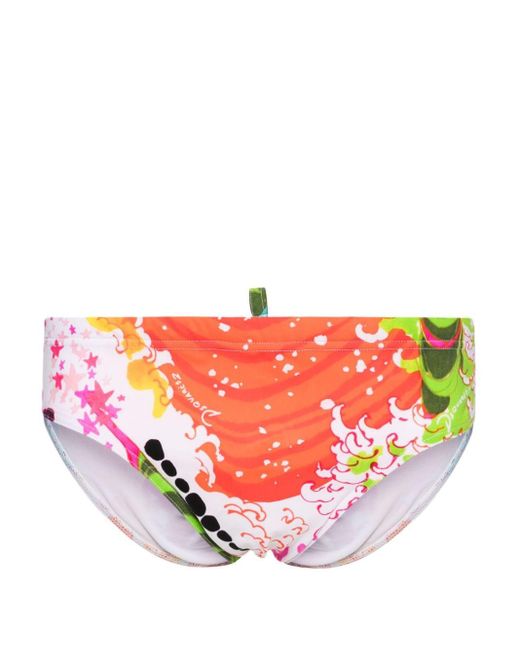 DSquared² Pink Abstract-print Briefs for men