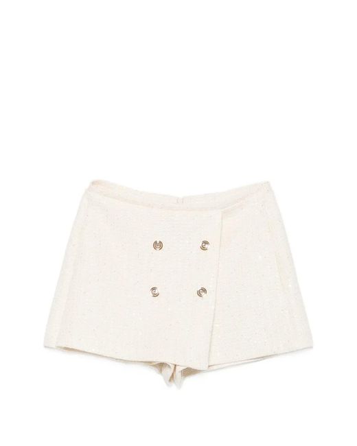Maje Natural Button-Embellished Tweed Skort