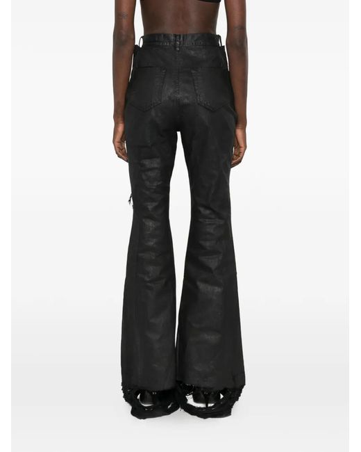Rick Owens Black Frayed Jeans