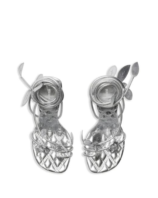 Burberry White Ivy Flora 105Mm Leather Sandals