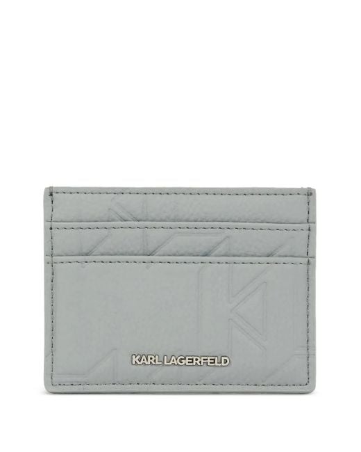 Karl Lagerfeld Gray Logo-Embossed Cardholder for men