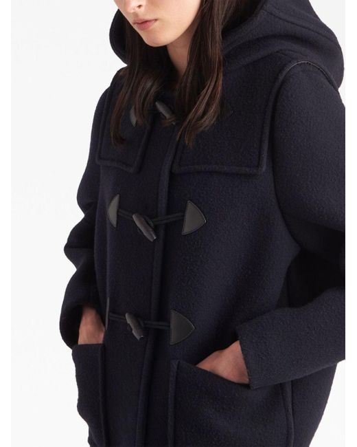Prada Blue Hooded Wool Coat