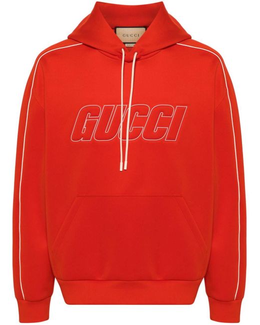 Gucci Red Logo Neoprene Hoodie for men