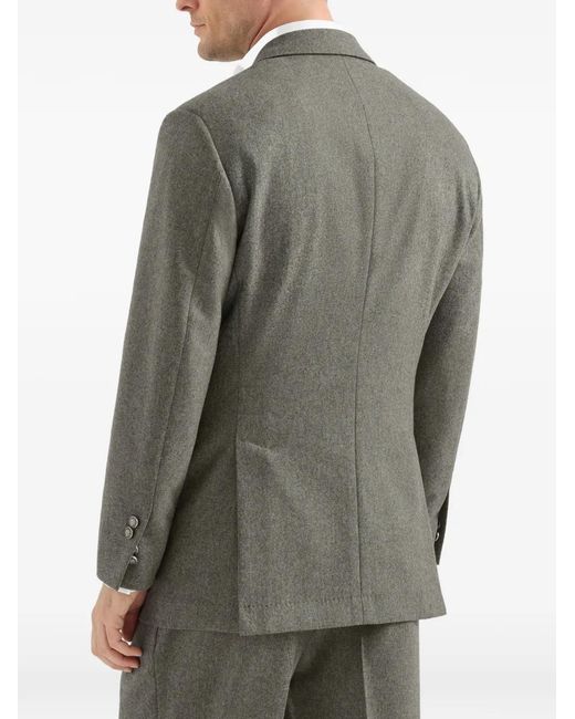 Brunello Cucinelli Gray Virgin Wool Flannel Cavallo Tailor Blazer With Metal Buttons for men