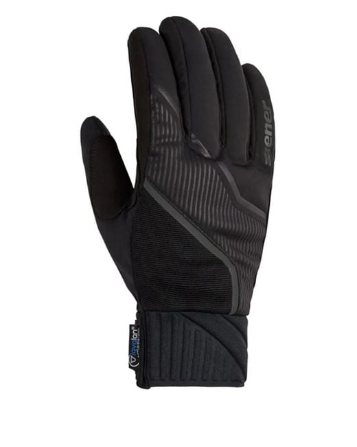 Ziener Black Logo-Print Gloves