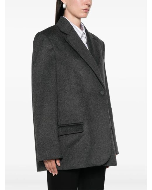Rohe Black Double-Breasted Recycled Wool-Blend Blazer
