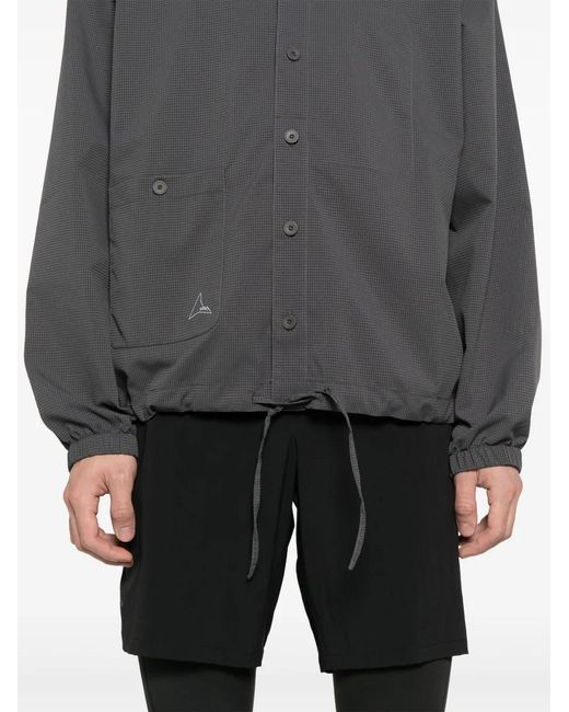 Roa Gray Camp-Collar Perforated Shirt for men
