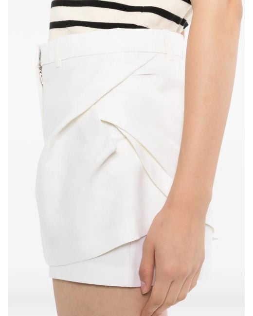 JNBY White Draped Layered Shorts