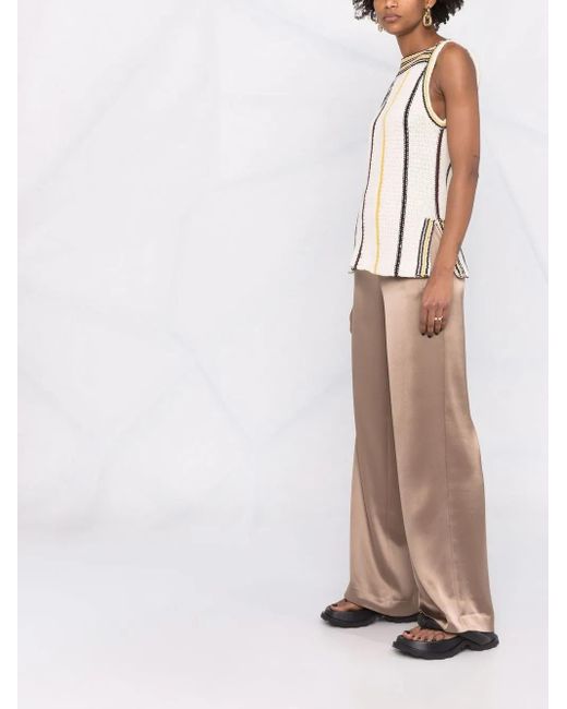 PT Torino Brown Wide-Leg Elasticated Trousers