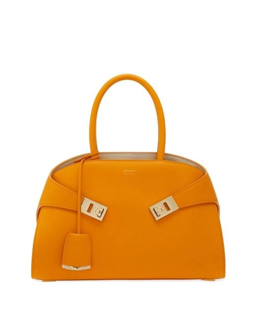 Ferragamo Orange Sac Cabas Shopping Médium
