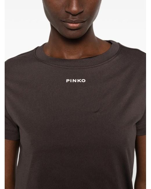 Pinko Black Logo-Print Short-Sleeve T-Shirt