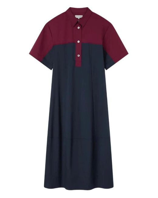 Lee Mathews Red Colour-Block Short-Sleeved Mini Dress