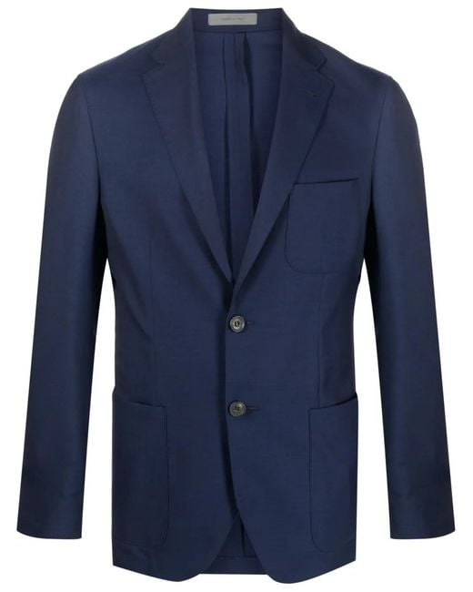 Corneliani Blue Single-Breasted Blazer for men