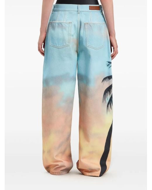 Palm Angels Blue Sunrise Palm Jeans