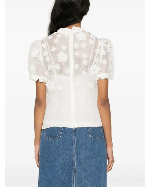 Zimmermann White Matchmaker Lift Off Appliquéd Blouse