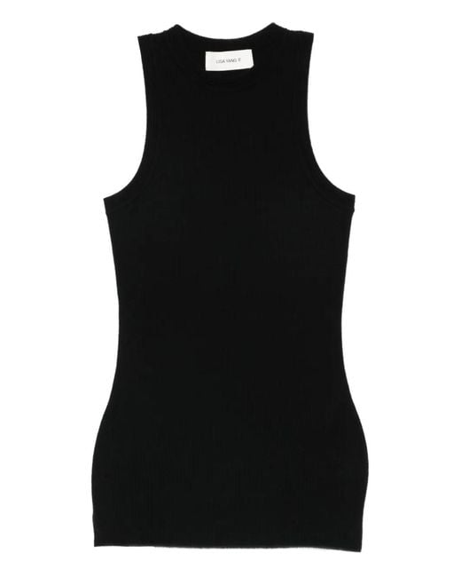 Lisa Yang Amya Geribbelde Top in het Black