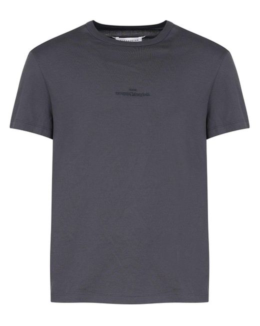Maison Margiela Blue Logo-embroidered Cotton T-shirt for men