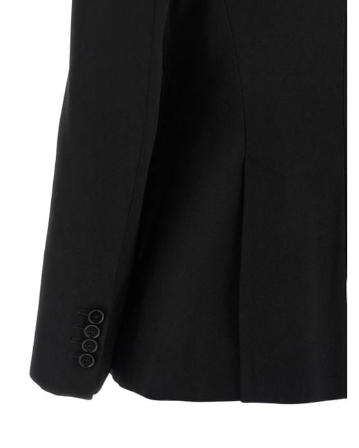 Alexander McQueen Black Padded-Shoulder Single-Breasted Blazer