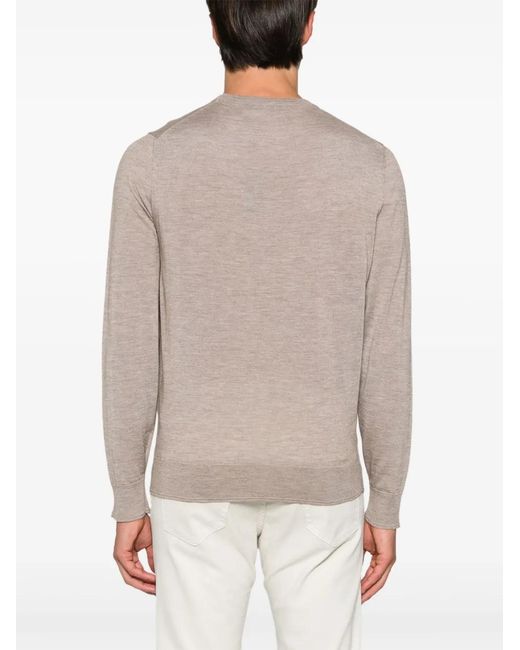 Canali Brown Fine-Knit Sweater for men