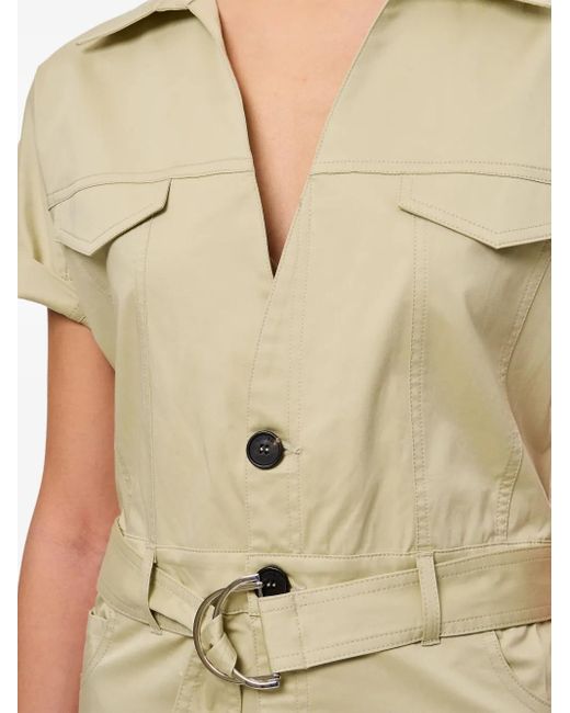 Halfboy Natural Button-Up Belted Midi Dress