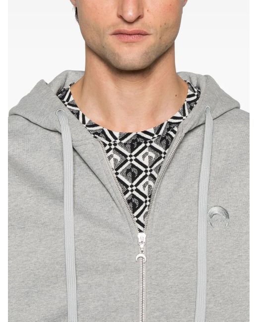 MARINE SERRE Gray Crescent Moon Zip-Up Hoodie