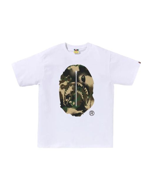 T-Shirt À Détail Camouflage A Bathing Ape pour homme en coloris White