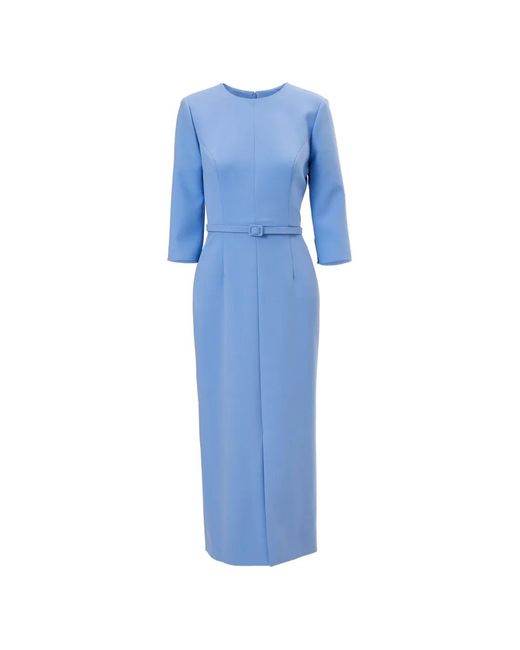 Carolina Herrera Women's Blue Belted Midi Dress casual dresses
