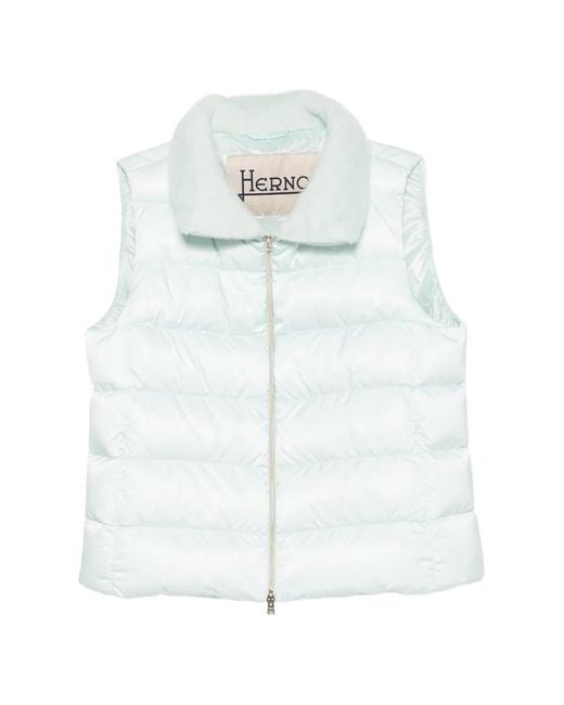 Herno White Quilted Faux-Fur-Trim Gilet