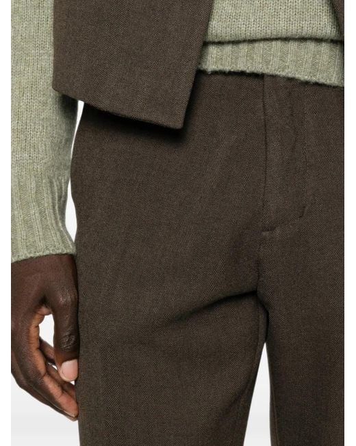 Imperial Gray Herringbone-Pattern Tailored Trousers for men