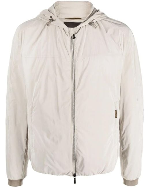 Moorer White Logo-Tag Zip-Up Jacket for men