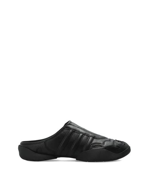 Y-3 Black Regu Embroidered Leather Mules