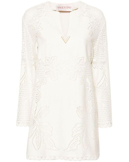 Valentino Garavani White Guipure Cotton Mini Dress