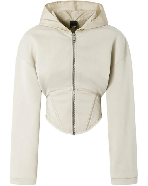 Pinko White Bustier Zip-Up Hoodie