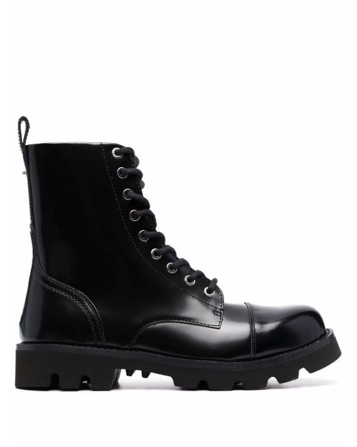 DIESEL Leather D-konba Lace-up Boots in Black for Men - Lyst