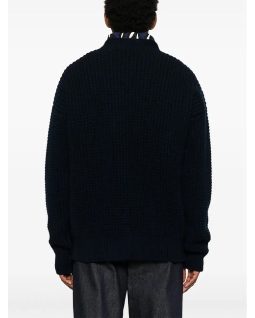 Jil Sander Blue V-Neck Cardigan for men