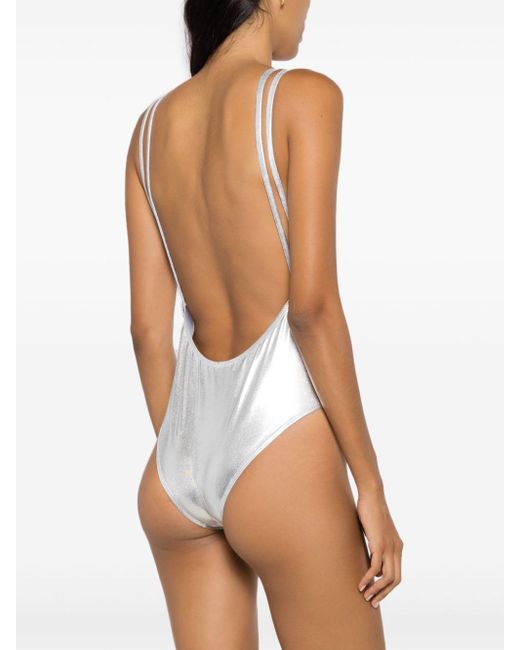 Navy Textured Bardot Swimsuit