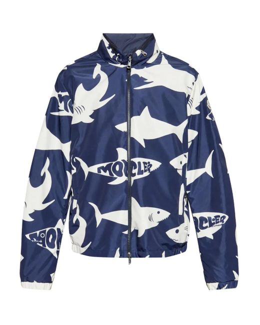 Chaqueta Bómber Con Estampado Shark Moncler de hombre de color Blue
