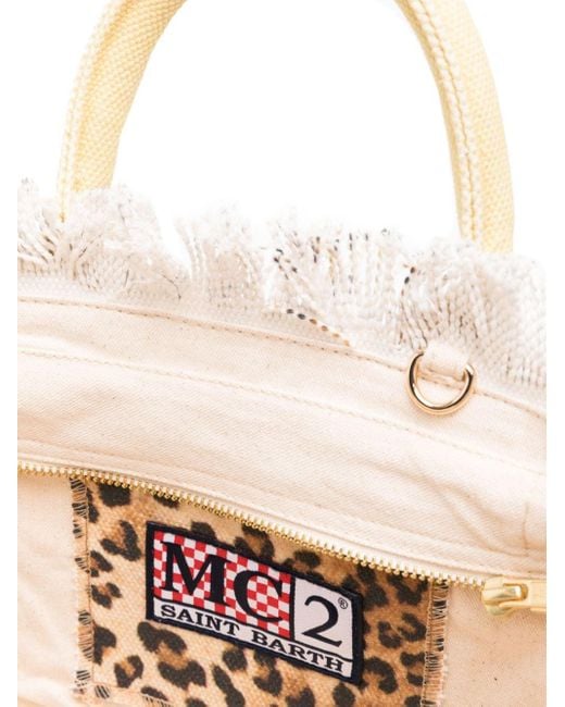 MC2 Saint Barth pochette con zip leopardata animalier nuova con