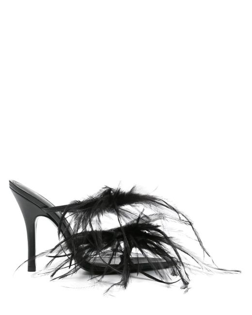 The Attico Black Feather Sandals