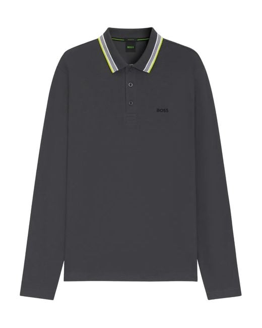 Boss Gray Long-Sleeve Polo Shirt for men