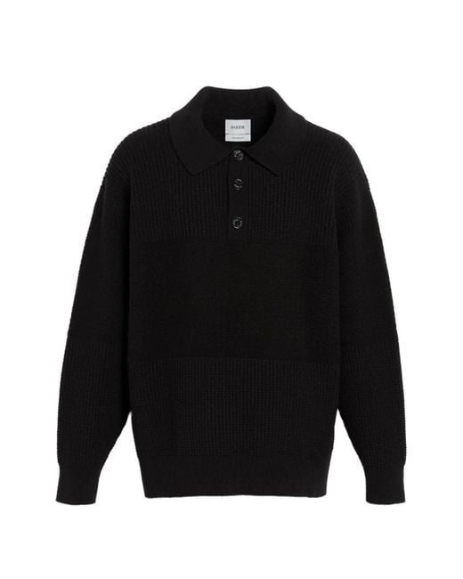 Barrie Black Waffle-Effect Polo Shirt for men