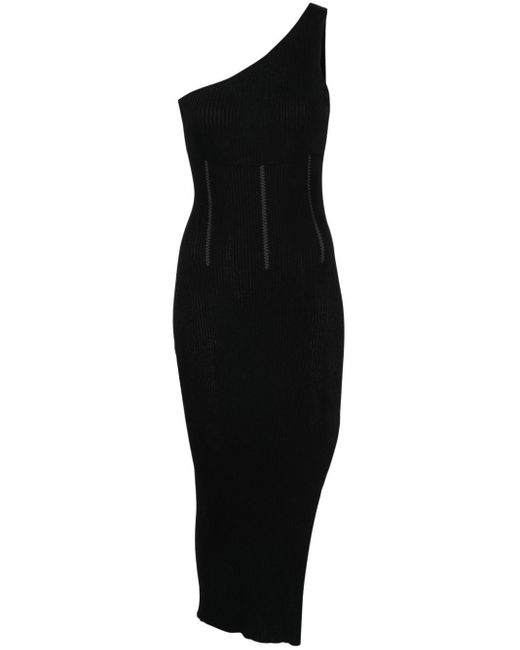 Twin Set Black Ribbed-knit Midi Dress