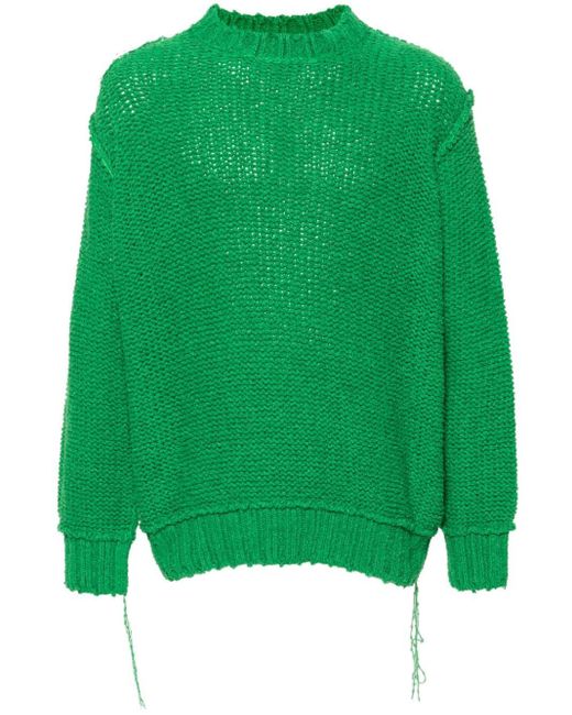 Sacai Lochstrick-Pullover mit sichtbaren Nähten in Green für Herren