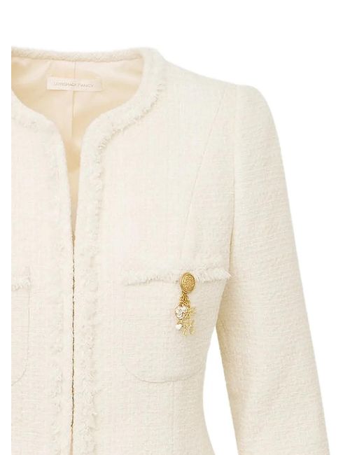 LoveShackFancy White Embellished Fringed Jacket