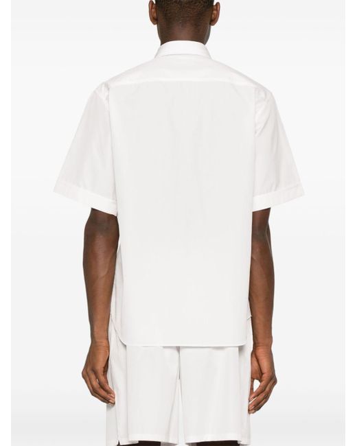 Chemise en coton à logo brodé Prada pour homme en coloris White