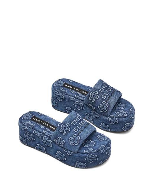 Marc Jacobs Blue The Daisy Denim Platform Sandals