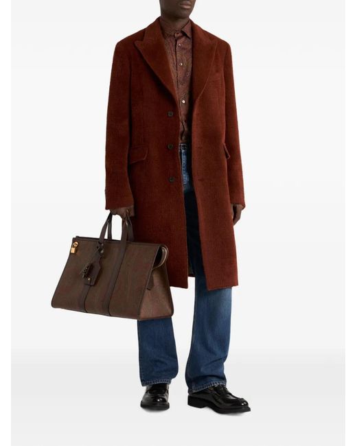Etro Red Check-Texture Coat for men