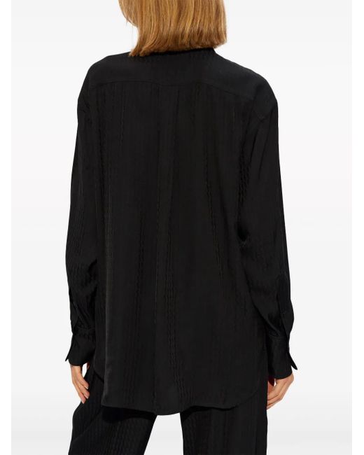 Victoria Beckham Black Monogram-Pattern Button-Down Shirt