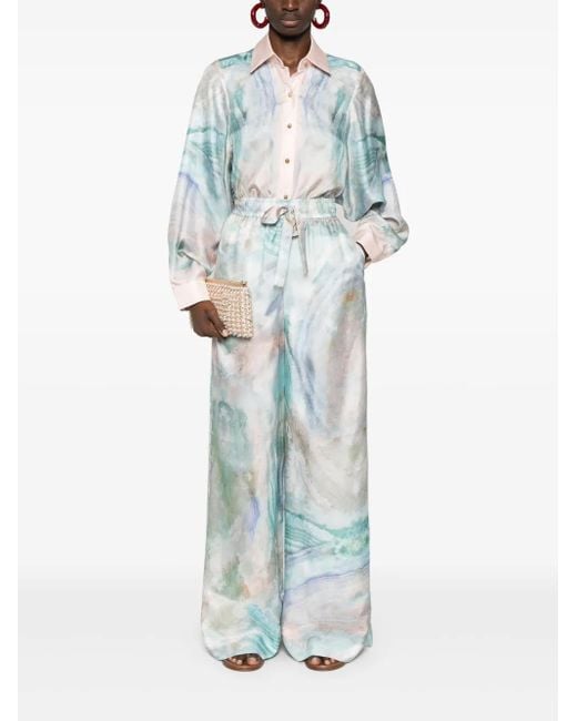 Zimmermann Blue The Illuminate Wide-Leg Trousers